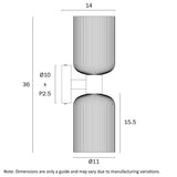 Riven 2 Light Up/Down Wall Light with Ribbed Glass