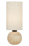 Amador Travertine Look Lamp with Fabric Drum Shade Beige