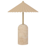 Arvane Travertine Table Lamp with Pleated Shade