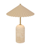 Arvane Travertine Table Lamp with Pleated Shade