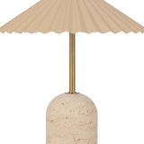 Arvane Travertine Table Lamp with Pleated Shade