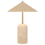 Arvane Travertine Table Lamp with Pleated Shade