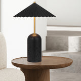 Arvane Travertine Table Lamp with Pleated Shade
