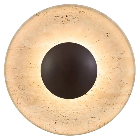 Firan Travertine LED Round Bowl Wall Light