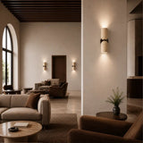 Kario Twin Up/Down Wall Light Travertine Beige Brown