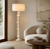Muse Sculptural Lamp with Fabric Drum Shade