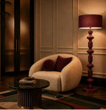 Muse Sculptural Lamp with Fabric Drum Shade