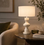 Muse Sculptural Lamp with Fabric Drum Shade