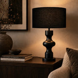 Muse Sculptural Lamp with Fabric Drum Shade