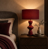 Muse Sculptural Lamp with Fabric Drum Shade