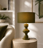 Muse Sculptural Lamp with Fabric Drum Shade