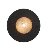 Varon Travertine Round Stone Disc Wall Light with Glass Sphere