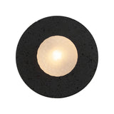 Varon Travertine Round Stone Disc Wall Light with Glass Sphere