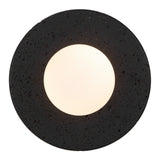 Varon Travertine Round Stone Disc Wall Light with Glass Sphere