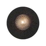 Varon Travertine Round Stone Disc Wall Light with Glass Sphere