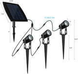 Solar Powered Garden Spot Lights Outdoor Waterproof Kit of 3
