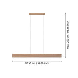 Mitchell LED Linear Bar Pendant Light Fluted Timber