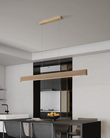 Mitchell LED Linear Bar Pendant Light Fluted Timber