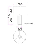 Sagitta Ribbed Travertine Lamp with Fabric Drum Shade