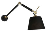 Alsta Adjustable Wall Light Black/Gold with Fabric Shade