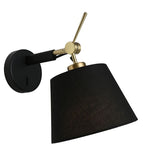 Alsta Adjustable Wall Light Black/Gold with Fabric Shade