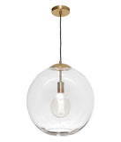 Orpheus Clear Glass Ball Pendant Light Matt Black