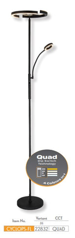 Cyclops LED Mother & Child Uplight Floor Lamp Black