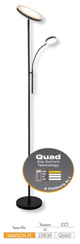 Samson LED Mother & Child Uplight Floor Lamp Black