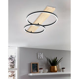 Boyle LED Ring Close to Ceiling Light Black/Wood