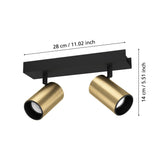 Cumaribo LED GU10 Spotlight Black with Brushed Brass
