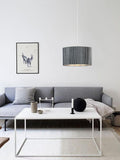 Tamaresco 1lt Pendant Light with Ribbed Velvet Fabric Drum Shade