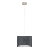 Tamaresco 1lt Pendant Light with Ribbed Velvet Fabric Drum Shade