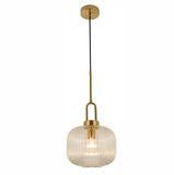 Maine 1lt Pedant Light Satin Brass Clear Reeded Glass