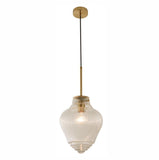 Ridge 1lt Pedant Light Satin Brass Clear Reeded Glass