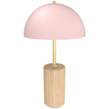 Blaire Metal Dome Table Lamp with Oak Timber Base