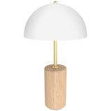 Blaire Metal Dome Table Lamp with Oak Timber Base