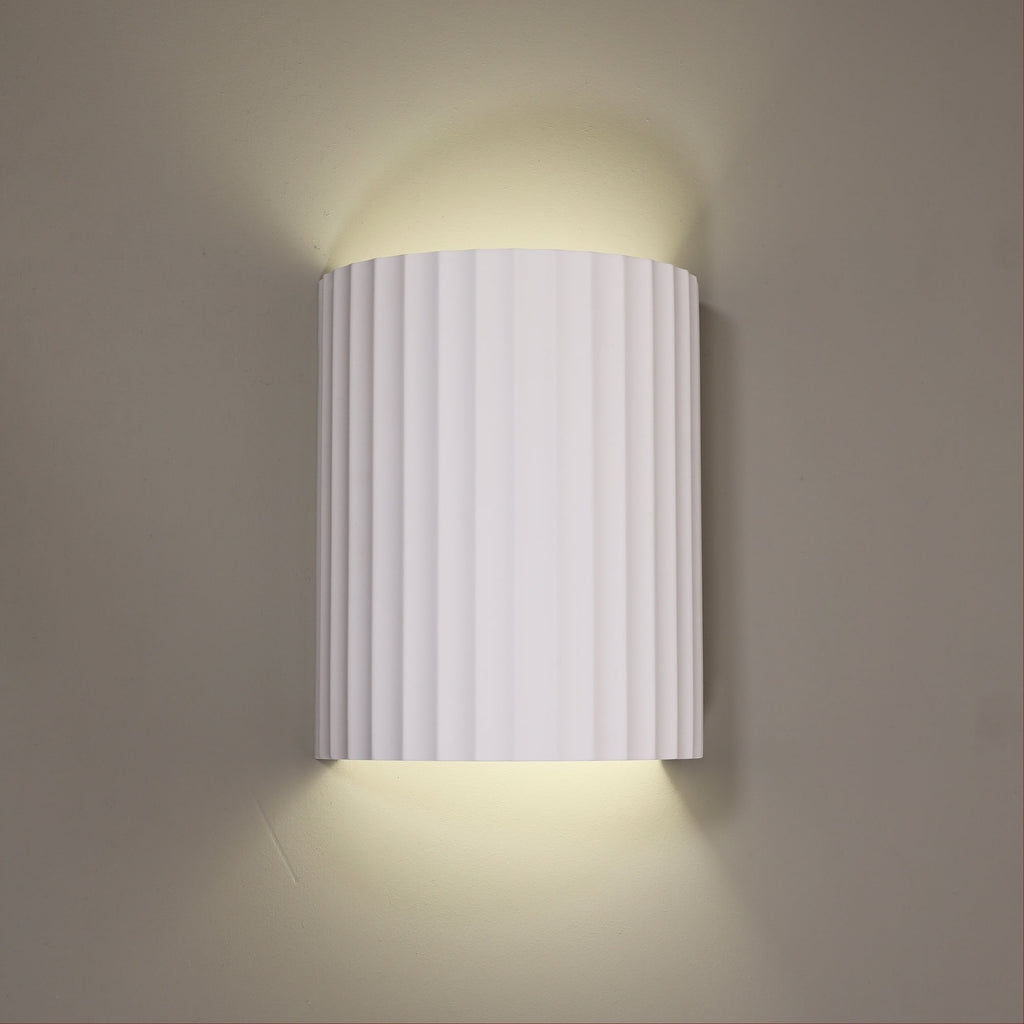 Mia Ribbed Plaster Finish Wall Sconce Light – Roundabout Lighting
