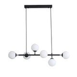 Eva 6 Light Opal Glass Ball Linea Bar Pendant Light