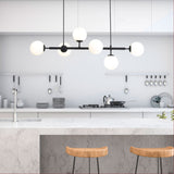 Eva 6 Light Opal Glass Ball Linea Bar Pendant Light
