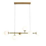 Eva 6 Light Opal Glass Ball Linea Bar Pendant Light