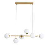 Eva 6 Light Opal Glass Ball Linea Bar Pendant Light