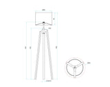 Lund Tripod Floor Lamp Oak Timber with Fabric Drum Shade