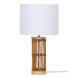 Medan Bamboo Table Lamp with White Fabric Drum Shade