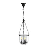 Weston 3 Light Glass Floating Lantern Chain Pendant Light Black