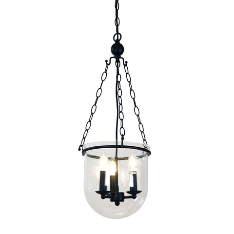 Weston 3 Light Glass Floating Lantern Chain Pendant Light Black