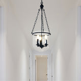 Weston 3 Light Glass Floating Lantern Chain Pendant Light Black