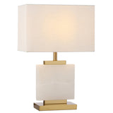 Dana Marble Base Table Lamp with Rectangle Fabric Shade