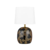 Wishes Oriental Ceramic Table Lamp with Drum Fabric Shade