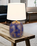 Wishes Oriental Ceramic Table Lamp with Drum Fabric Shade