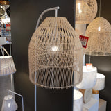 Sawyer Rattan Hanging Cane Woven Basket Shade Floor Lamp